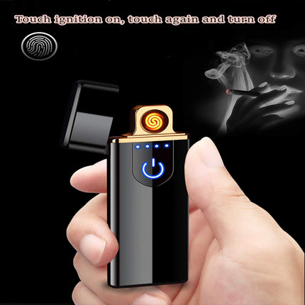 Electric Lighter, USB Rechargeable Lighter, Plasma Dual Arc, Windproof Flameless Pocket Metal, Incense, Camping (Red)