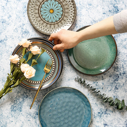 Ceramic Plate Flat Plate Creative Dish Plate Japanese Vintage Tableware