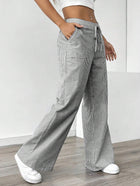 New Striped Trousers With Pockets Casual Versatile Loose Wide Leg Pants Women's Clothing