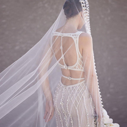 Trailing Yarn Wedding Bridal Veil