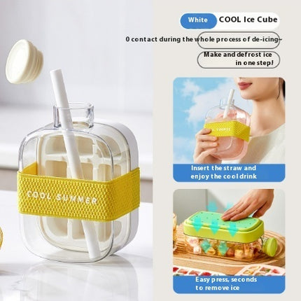 One-Click Molding Cooling Cup,Instant Ice Maker,Zero-Contact Design,Straw Included,Curling Mold,Portable & Stylish Chilled Drink