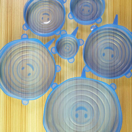 The 6-piece set of multi-functional silicone lid can be stretched to seal the fruit and vegetable lid