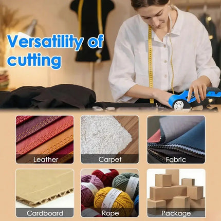 Cordless Electric Scissors, USB Rechargeable Electric Box Cutter With Safety Lock, Fabric Scissors, Electric Rotary Scissors For Cardboard Carpet Leather Plastic, Sewing Tools, Box Cutter, Replaceable