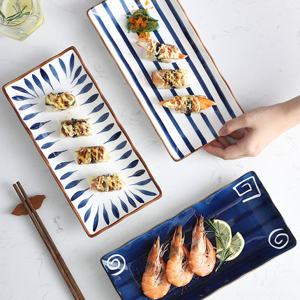 Japanese-style Dinner Plate, Household Ceramic Plate, Breakfast Plate, Tableware, Fish Plate, Sushi Plate