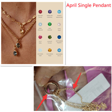 Stainless Steel Twelve Birthday Stone Necklace 12 Birthday Stone Love Pendant Moon Stone Women's Gift Jewelry