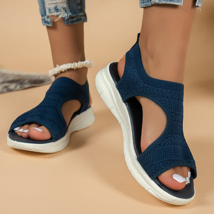 Women's Flyknit Sandals Hollow Peep-toe Roman Shoes