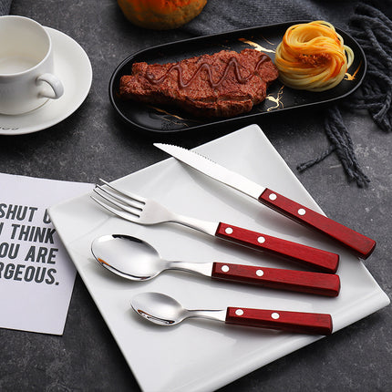 304 Stainless Steel Western Cutlery Natural Wood Cutlery Set