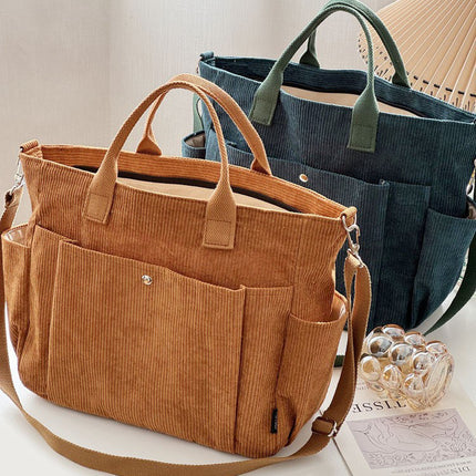 Thick Corduroy Shoulder Bags Simple All-match Commute Totes Student Leisure Artistic Portable Messenger Bag