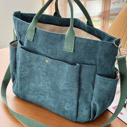 Thick Corduroy Shoulder Bags Simple All-match Commute Totes Student Leisure Artistic Portable Messenger Bag