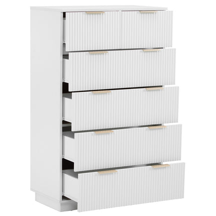 White P2 Density Board, Corrugated Surface, Five Layers And Six Drawers, Chest Of Drawers