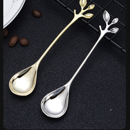 Creative Restaurant Dessert Mixing Spoon Leaf Small Spoon