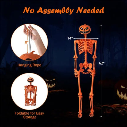 5.5ft Life-Size Pre-Lit Halloween Skeleton