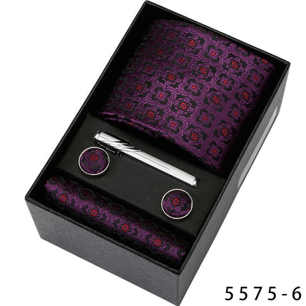 Men's Casual Banquet Tie Square Scarf Cufflinks Five-piece Set
