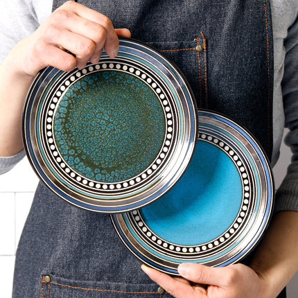 Ceramic Plate Flat Plate Creative Dish Plate Japanese Vintage Tableware