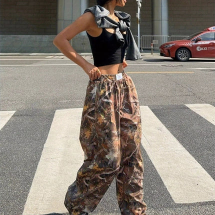 Slimming Casual Pants Hip Hop Retro Street Multi-pocket Camouflage Cargo Pants For Women Y2k Hip-hop Cargo Grunge Baggy Trousers