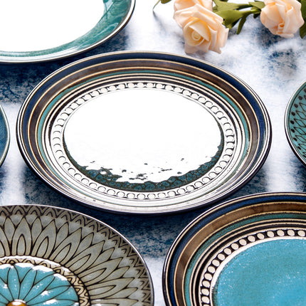 Ceramic Plate Flat Plate Creative Dish Plate Japanese Vintage Tableware