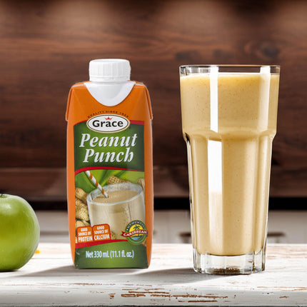 Grace Jamaican Peanut Punch Drink 330ml - 6 Pack - Authentic Jamaican Food Drink - Caribbean Peanut Punch Jamaica Drink