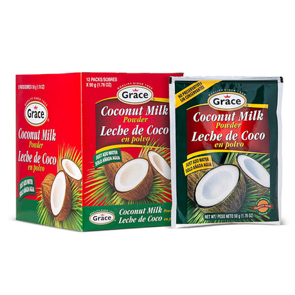 Grace Coconut Milk Powder 1.76oz - 6 Pack - Leche de Coco en Polvo - Caribbean Powdered Coconut Milk - No Preservatives, No Refrigeration - Just Add Water - Milk Substitute - Coffee Creamer