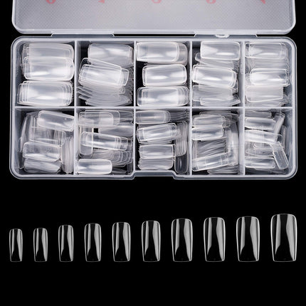 Full Cover Acrylic False Nail Tips, 500PCS Fake Nail Shape Artificial False Nails Tips 10 Sizes with Case for Nail Art Salons and Home DIY (Natural)