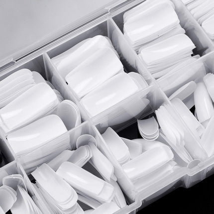 Full Cover Acrylic False Nail Tips, 500PCS Fake Nail Shape Artificial False Nails Tips 10 Sizes with Case for Nail Art Salons and Home DIY (Natural)