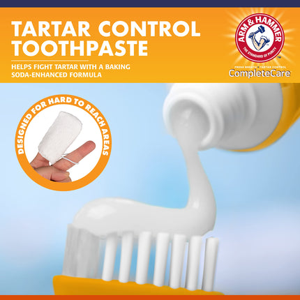 Arm & Hammer Complete Care Dog Dental Kit 2.5oz Chicken Flavored Dog Toothpaste, Double Side Dog Toothbrush, Rubber Dog Finger Brus Arm & Hammer Baking Soda Enhanced Formula