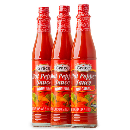 Grace Hot Pepper Sauce 3oz - 3 Pack Hot Sauce Bottles - Jamaican Scotch Bonnet Pepper Sauce - Caribbean Hot Sauce made with Scotch Bonnet Peppers & West Indian Hot Peppers