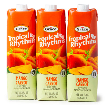 Grace Tropical Rhythms Sorrel Ginger Jamaican Fruit Juice 1 Liter (33.8oz) - 3 Cartons - Authentic Jamaican Ginger Juice Pure Drink