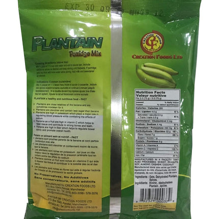 Jamaican Porridge Mix by Creation Foods - Nutritional and Energizing Hot or Cold Morning Cereal (Plantain Porridge Mix, 3 Pack)
