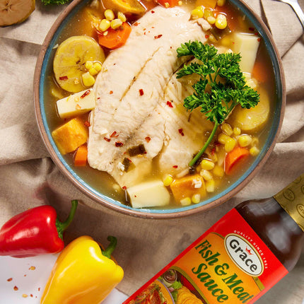 Grace Fish and Meat Sauce 4.8oz - Jamaican Seafood Seasoning & Meat Marinade - Caribbean Fish Sauce for Cooking or as a Chicken Marinade - Mild Jamaican Marinade & Seafood Sauce