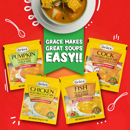 Grace Pumpkin Flavored Soup Mix 1.59oz - 12 Pack Homestyle Jamaican Pumpkin Mix