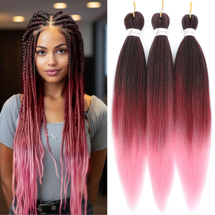 Easy Braids Ombre Braiding Hair Pre Stretched Long Braid 20Inch Professional Braid Hair Extensions Synthetic Crochet Twist Braids Ombre Braiding Hair (1b/bug/pink#-3PCS)