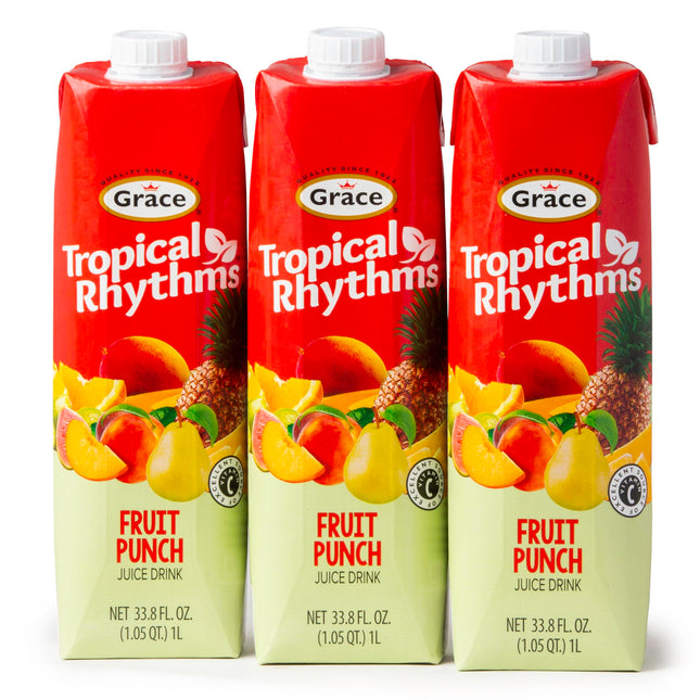 Grace Tropical Rhythms Sorrel Ginger Jamaican Fruit Juice 1 Liter (33.8oz) - 3 Cartons - Authentic Jamaican Ginger Juice Pure Drink