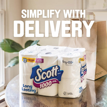 Scott 1000 Sheets Per Roll Toilet Paper, 4 Rolls, Bath Tissue