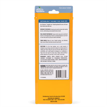 Arm & Hammer Complete Care Dog Dental Kit 2.5oz Chicken Flavored Dog Toothpaste, Double Side Dog Toothbrush, Rubber Dog Finger Brus Arm & Hammer Baking Soda Enhanced Formula