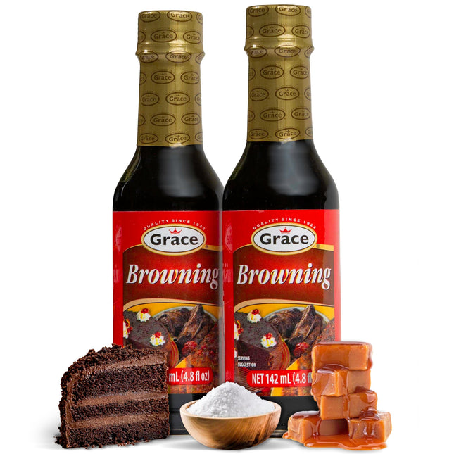 Grace Browning Sauce Jamaican 4.8oz - 2 Pack Browning Sauce for Grilling & Baking Jamaican Food - Jamaican Seasoning Sauce for Beef Gravy Vegetarian Gravy Brown Gravy Sauce & Oxtail Seasoning Jamaican