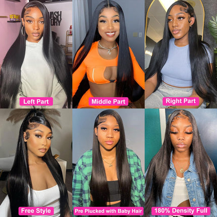 mengkai 26 Inch 13X6 HD Lace Front Wigs Human Hair Pre Plucked 13x6 Straight Lace Front Wigs Human Hair Frontal Wigs for Women Human Hair Straight Frontal Wigs Human Hair with Baby Hair