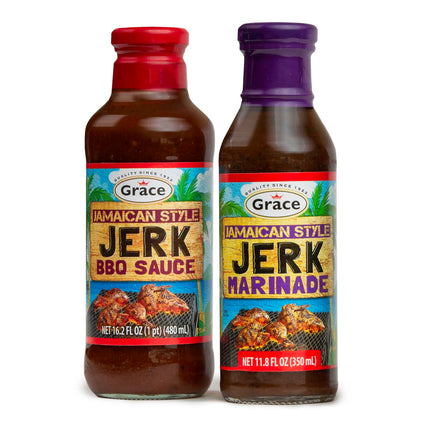 Grace Jamaican Style Jerk BBQ 16oz - 2 Pack Jamaican Jerk Seasoning, Marinade & Dipping Sauce - Best Hot Barbecue Sauce -