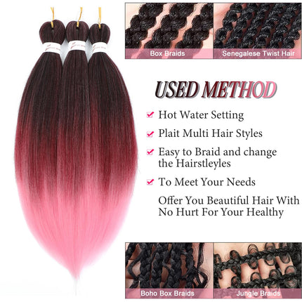 Easy Braids Ombre Braiding Hair Pre Stretched Long Braid 20Inch Professional Braid Hair Extensions Synthetic Crochet Twist Braids Ombre Braiding Hair (1b/bug/pink#-3PCS)