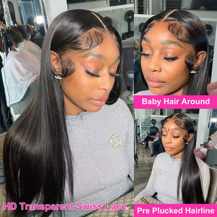 mengkai 26 Inch 13X6 HD Lace Front Wigs Human Hair Pre Plucked 13x6 Straight Lace Front Wigs Human Hair Frontal Wigs for Women Human Hair Straight Frontal Wigs Human Hair with Baby Hair