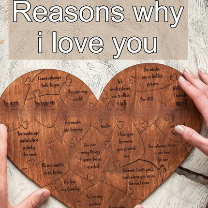 Reasons Why I Love You Wooden Heart Puzzle Romantic Love Jigsaw Puzzle Wedding Anniversary For Wife Husband Birthday Gifts Valentine's Day Gift
