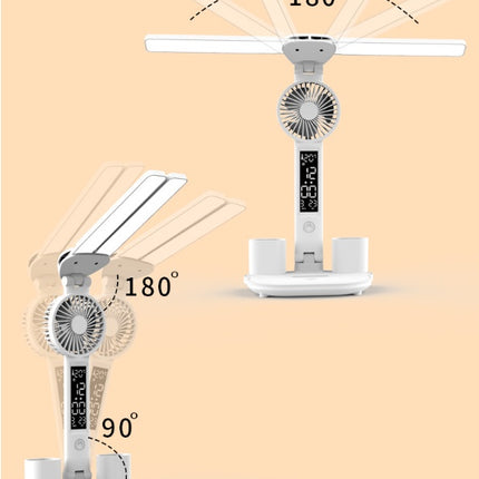 Foldable LED Table Light Eye Protection Multifunction Desk Lamp With Thermometer Calendar Fan Pen Holder Study Reading Fan Light