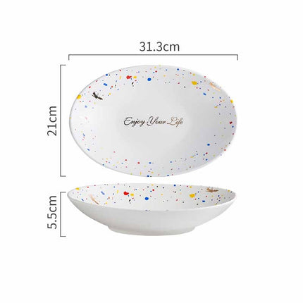 Household Simple Ceramic Terrazzo Plate Tableware