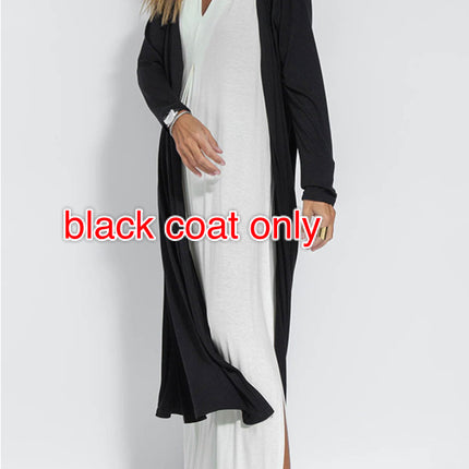 New Solid Color V-neck Sleeveless Dress Long Cardigan Jacket Suit For Women