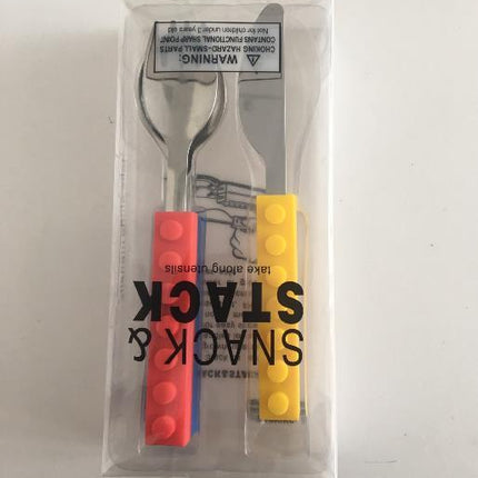 3PCS Creative Bricks Silicone Stainless Steel Portable Travel Kids  Cutlery Fork Picnic Set Gift For CHild Dinnerware