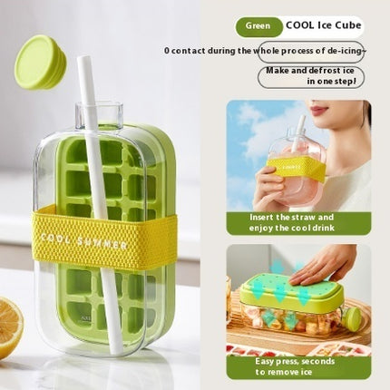 One-Click Molding Cooling Cup,Instant Ice Maker,Zero-Contact Design,Straw Included,Curling Mold,Portable & Stylish Chilled Drink