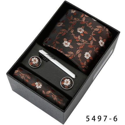 Men's Casual Banquet Tie Square Scarf Cufflinks Five-piece Set