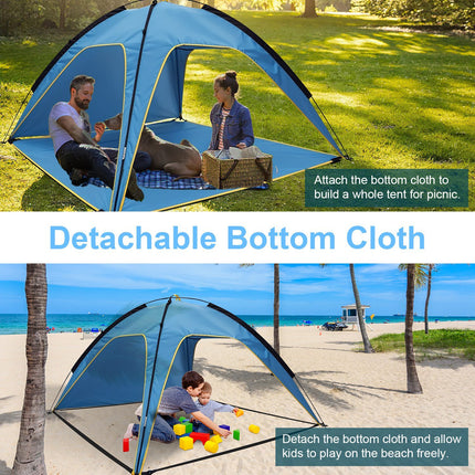 1Pc 4-6 Person Beach Tent Canopy  With 3 Door Openings Carry Bag UPF50 Waterproof  For Beach Picnic Camping Hiking Adventure Fishing
