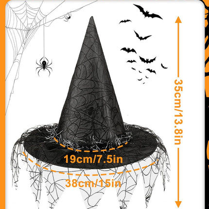 2 Pieces Halloween Witch Hat Costume Witches Hats For Women Black Foldable Pointed Cap For Halloween Party Costume-Ban On Selling On Amazon
