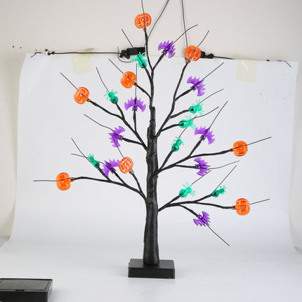 2Pack 1.97FT Lighted Halloween Trees Halloween Indoor Decorations Black Halloween Tree Lights With Timer Adjustable Twigs For Tabletop Party