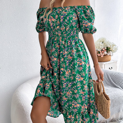 Floral Print Square Collar Dress Summer Fashion Ruffles Dresses Women's Clothing